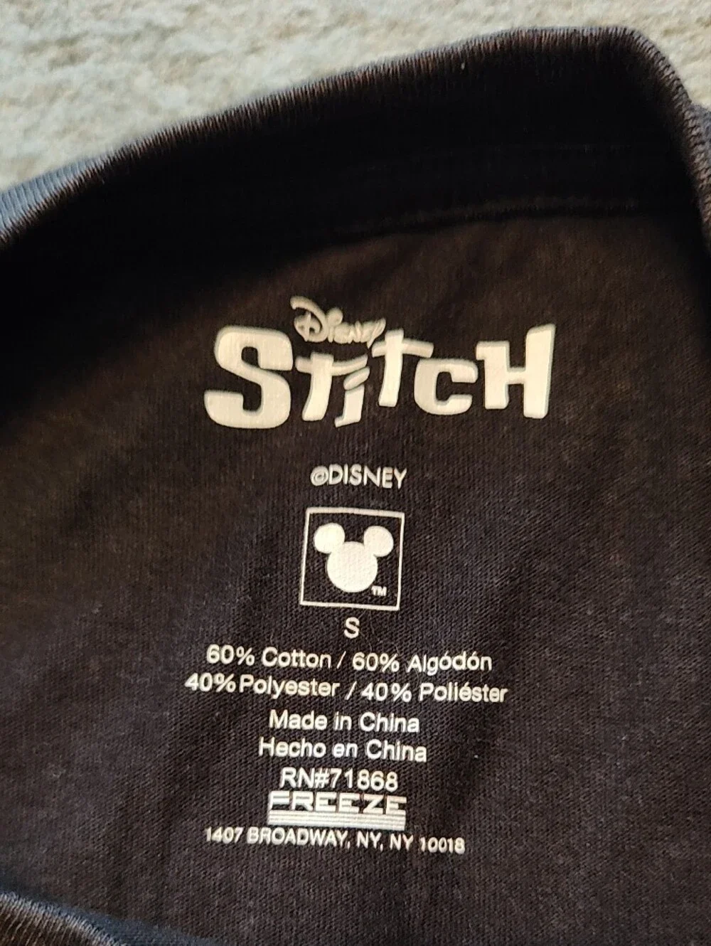 Disney Black Short Sleeve Tee with White Stitch Graphic